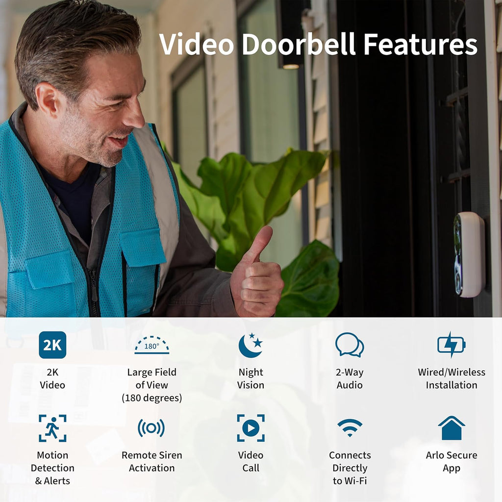 2K Video Doorbell with Two-Way Audio