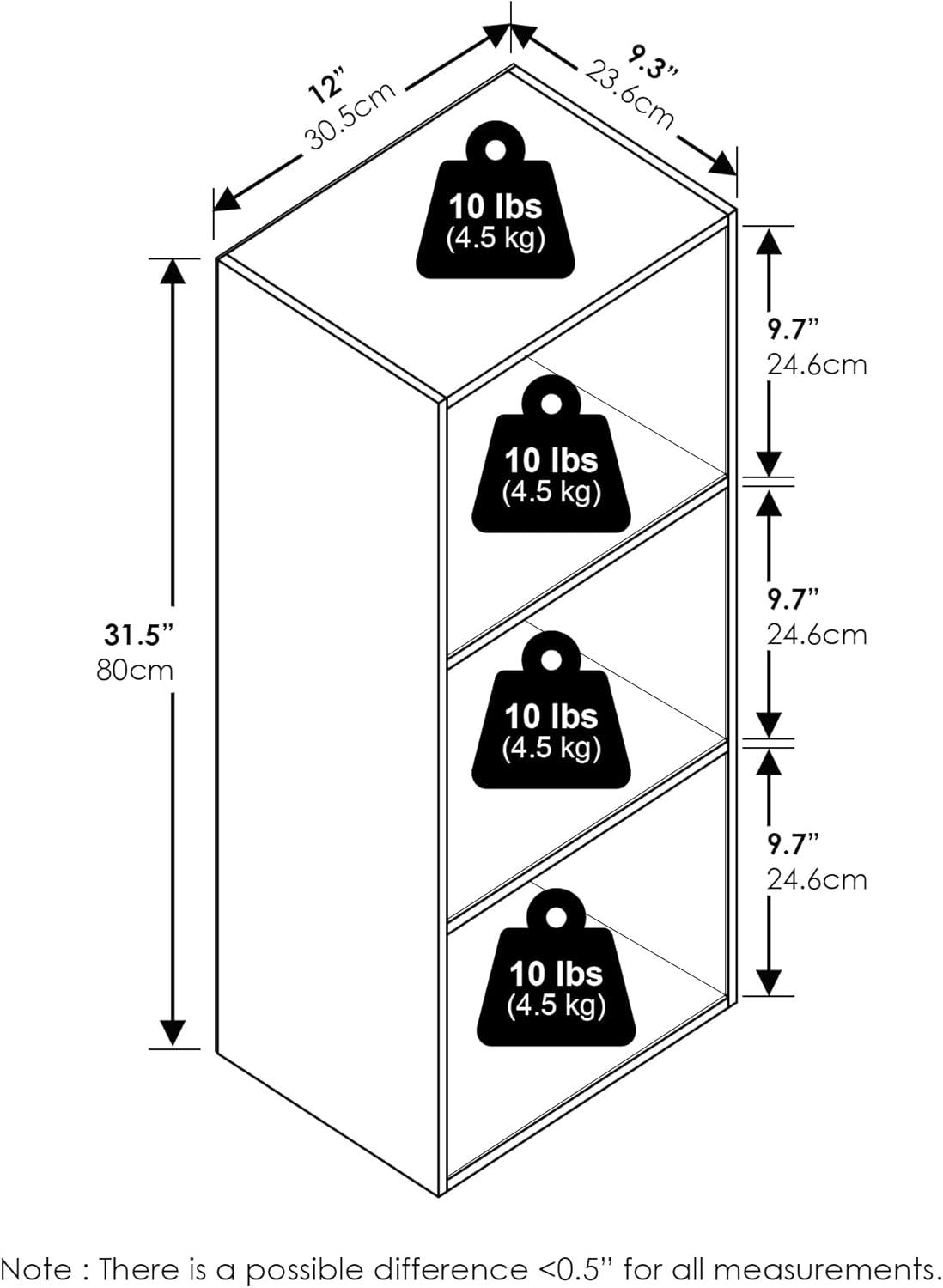 Vertical Open Shelf Book Storage Unit